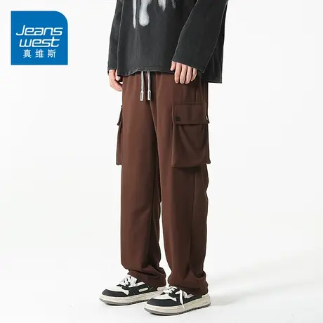 KZ真维斯秋冬季驼色工装针织休闲长裤男士直筒宽松运动男裤子男装商品大图