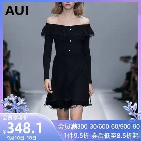 欧洲站一字肩连衣裙女秋冬2023年春装新款女装欧货潮名媛黑色裙子图片