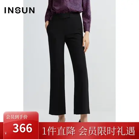 恩裳春秋季时尚舒适脚口内侧开衩设计微喇休闲裤女图片