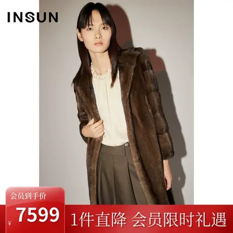 恩裳COVER冬2022时尚保暖手感柔软轻盈整貂裘皮连帽皮草大衣商品大图