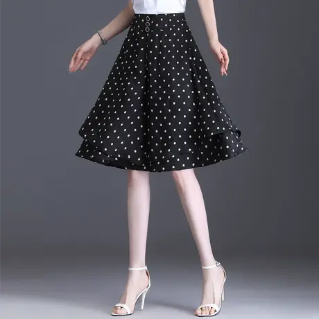 波点雪纺a字裙裤五分裤夏季女2023新款高腰宽松休闲裤裙阔腿裤薄图片
