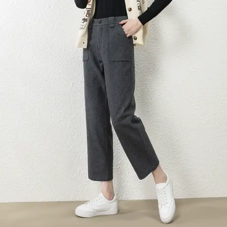 毛呢直筒裤女秋冬小个子九分羊毛女裤2023年新款裤子八分裤阔腿裤商品大图