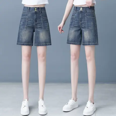 高腰牛仔短裤女夏季薄款2023年新款复古小个子宽松显瘦直筒裤子潮图片