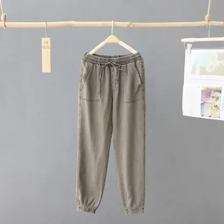 夏季2023新款高腰显瘦轻薄牛仔裤女薄款直筒裤束脚裤垂感女裤子图片