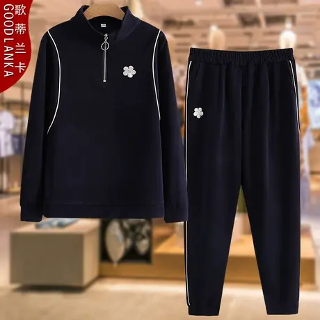 大码中老年秋装运动服套装女宽松时尚中年妈妈春秋外套卫衣两件套商品大图