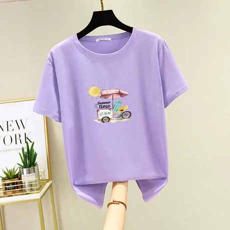 短袖t恤女夏装2022年新款圆领打底衫基础款内搭半袖纯棉夏季上衣商品大图