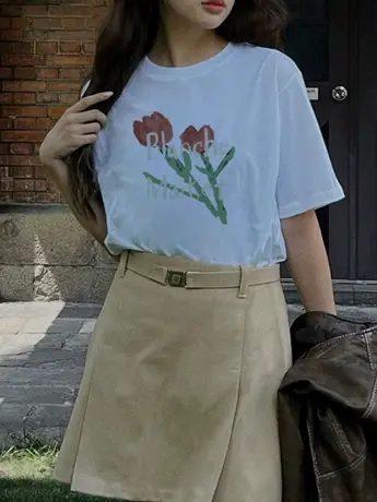 白色仿棉短袖t恤女2023夏季新款大码胖mm夏装欧货洋气时髦上衣服商品大图