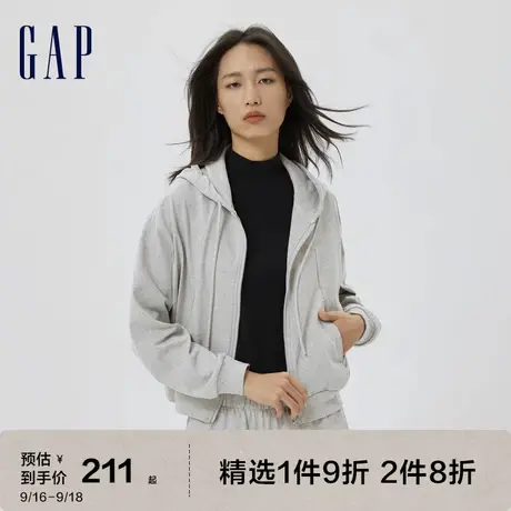 Gap女装秋季新款LOGO水洗棉连帽卫衣591196户外落肩袖外套图片
