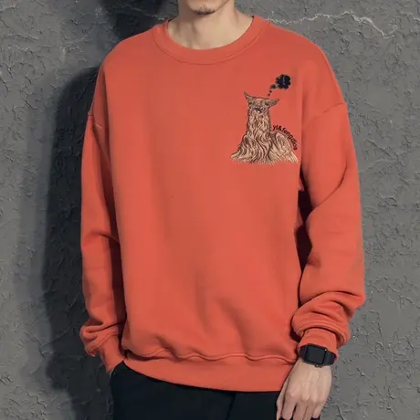 奕飏2020新款春装潮牌动物刺绣港风圆领卫衣男士韩版潮休闲上衣潮图片