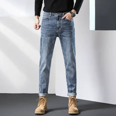 2023春季新款牛仔裤男夏季薄款潮牌宽松直筒蓝色潮流男士欧版裤子商品大图