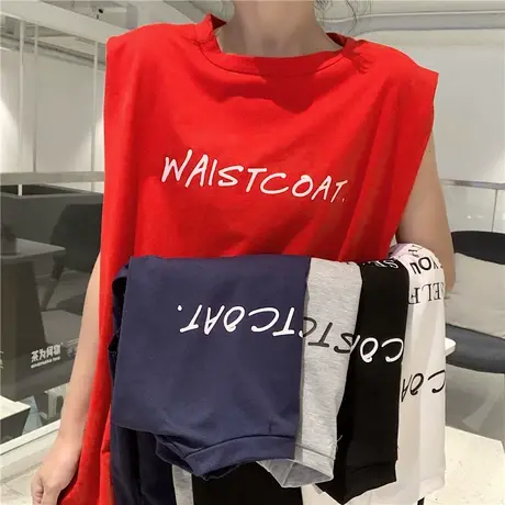 泫雅吊带背心无袖t恤女夏外穿网红韩版宽松百搭蹦迪性感上衣ins潮图片