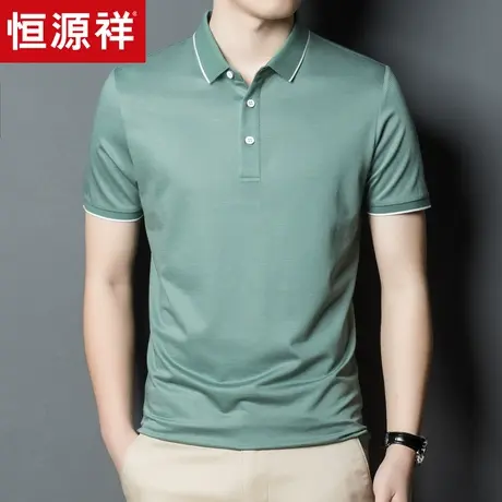 恒源祥商务polo衫男2024夏季新款短袖t恤中年爸爸装休闲体恤衫商品大图