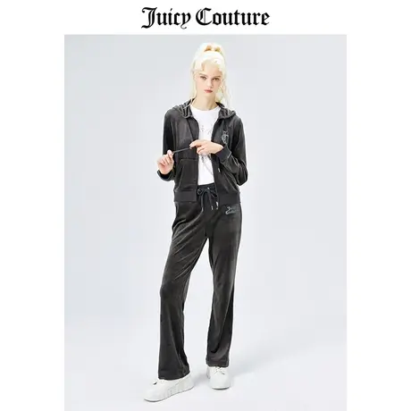 Juicy Couture橘滋套装女秋冬新款美式天鹅绒微喇长裤外套夹克女商品大图
