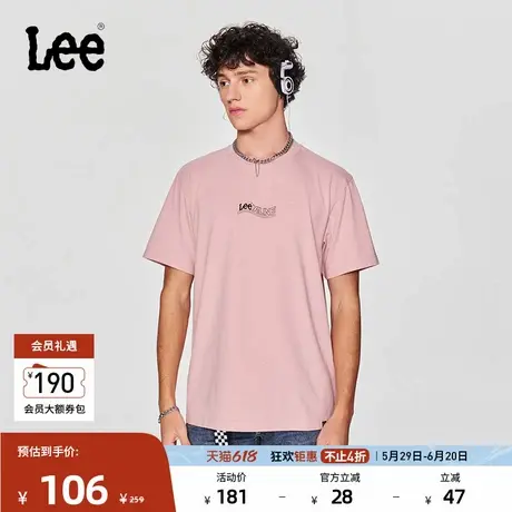 Lee春夏舒适版简约logo字母印花圆领男士短袖T恤休闲潮流LMT008商品大图