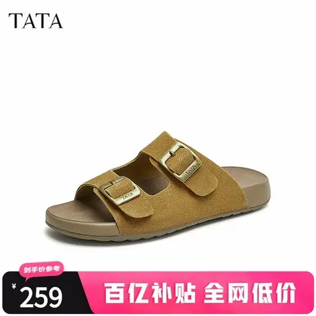 TATA他她厚底拖鞋女外穿棕色勃肯鞋沙滩凉拖女夏季新款CAQ01BT4商品大图