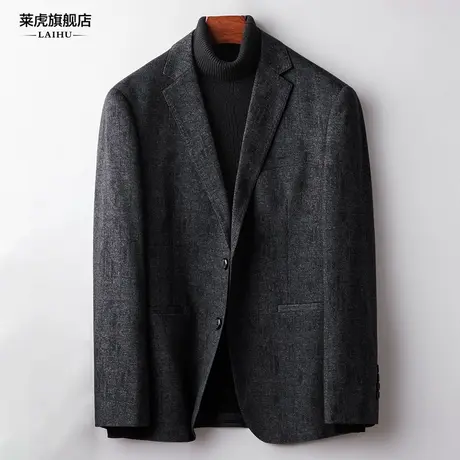 呢子西装外套男士秋冬季韩版时尚商务百搭英伦小西服男修身单上衣商品大图