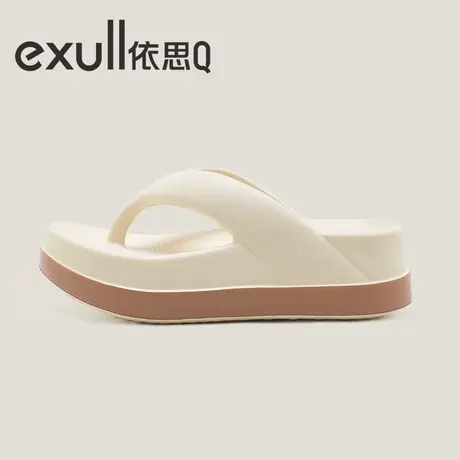 exull/依思Q人字拖女夏外穿时尚厚底高跟高级感防滑海边沙滩拖鞋图片