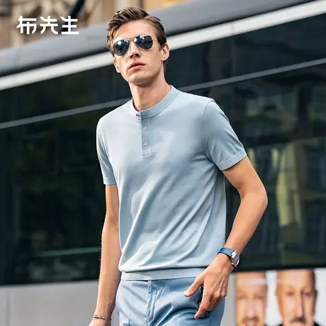 MrBu布先生美式亨利领针织t恤男2025春夏三粒扣凉感短袖衫ET15096商品大图