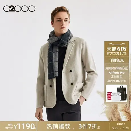 【精梳羊毛】G2000男装商场同款2025春秋英伦风双排扣针织外套图片