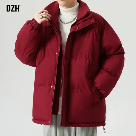 男士酒红色立领棉服男冬季加厚2025新款美式面包服棉衣外套防寒服图片