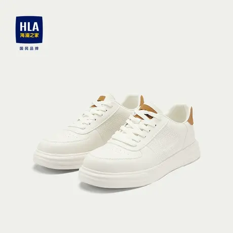 HLA/海澜之家简约时尚镶拼圆头休闲鞋25新舒适亲肤透气低帮板鞋男商品大图