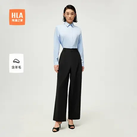 HLA/海澜之家含羊毛休闲裤25春夏新款时尚通勤商务显瘦直筒裤女装商品大图