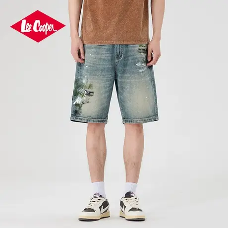 Lee Cooper/李库珀 油漆泼墨牛仔短裤男宽松阔腿直筒五分裤休闲裤商品大图