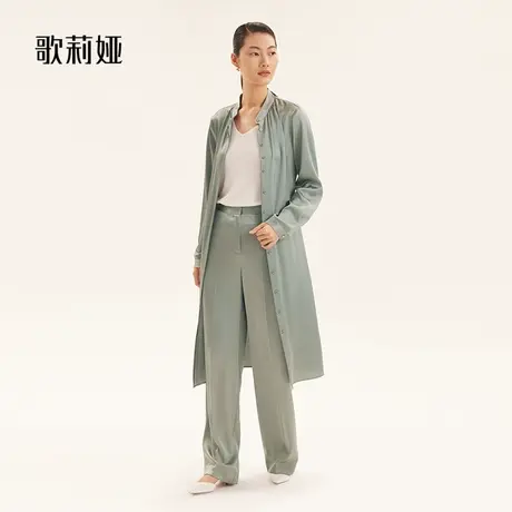 歌莉娅衬衫连衣裙女秋季新款三醋酸外搭上衣长款外套1A7L4K840图片