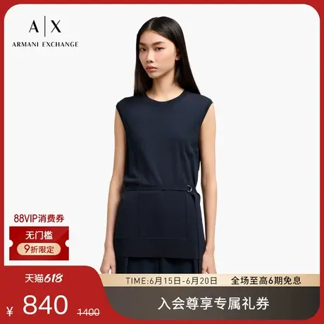 ARMANI EXCHANGE/阿玛尼2025夏季新款女士罗纹圆领无袖针织上衣商品大图