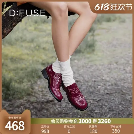 Dfuse迪芙斯2024春季新款牛漆皮圆头系带经典德比鞋DF33112017商品大图