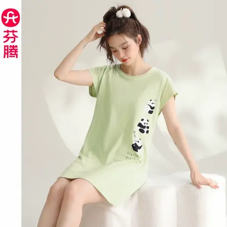 芬腾睡裙女士夏季纯棉2024新款可爱短袖睡衣夏款少女性感连衣裙子商品大图