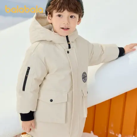 巴拉巴拉童装男童羽绒服中长款连帽外套2025新款冬装商品大图