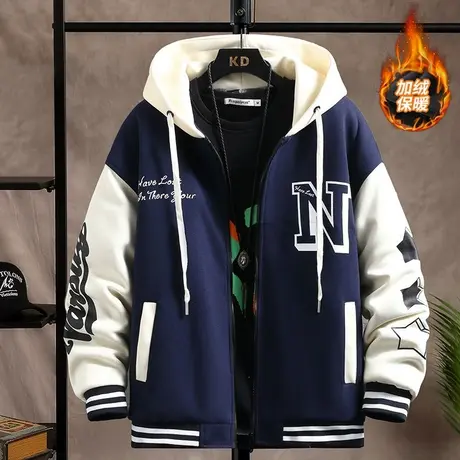 棒球棉服男2023年冬季新款潮流棉衣潮牌青少年加绒加厚外套棉袄子图片