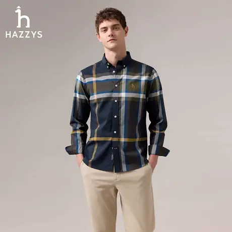 【商场同款】HAZZYS哈吉斯2025秋季新品男装休闲衬衣时尚长袖衬衫图片