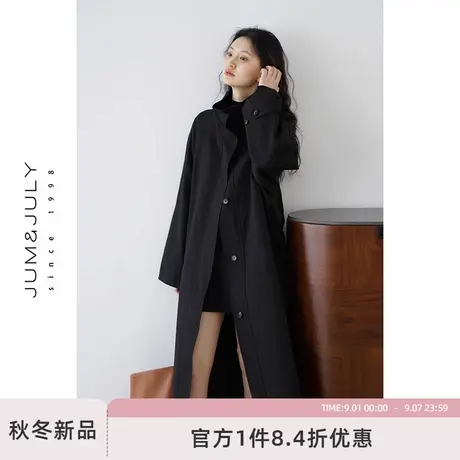 嘉茱莉韩版长款立领风衣女2025秋季新款上衣单排扣通勤休闲外套商品大图