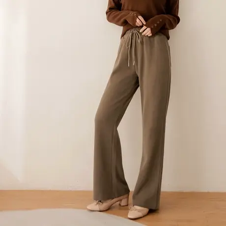 桔熊秋冬季休闲温暖磨毛棉高腰收腹直筒宽松长裤子女装大码BA6844图片