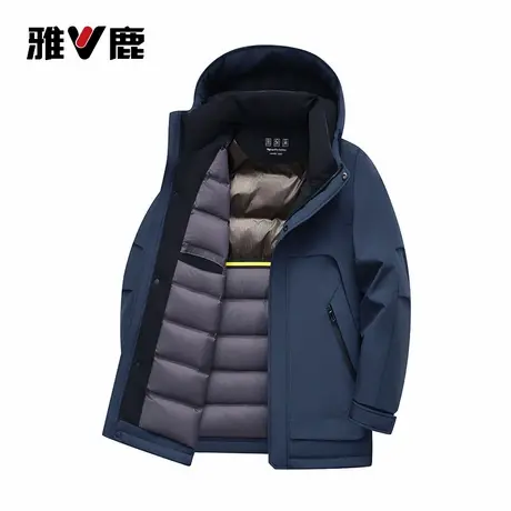 雅鹿男士连帽羽绒服简约时尚中青年商务羽绒保暖冬装外套男羽绒服商品大图