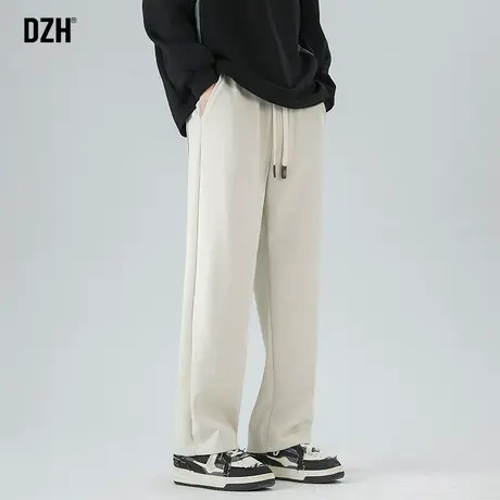 男士直筒裤男秋季休闲裤2023新款宽松杏色裤子男款美式潮牌运动裤商品大图