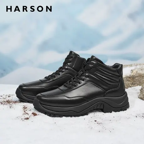 哈森男鞋冬季新款商务休闲鞋男士皮鞋增高厚底户外真皮运动鞋防滑商品大图