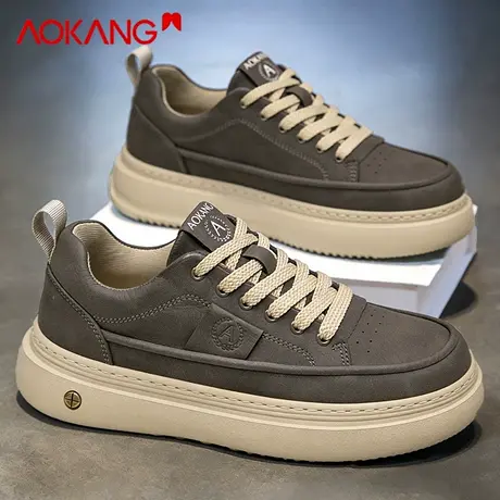 奥康官方正品男鞋2026新款冬季男士复古增高软底通勤休闲百搭板鞋图片