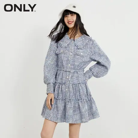 ONLY奥莱夏季气质小香风收腰遮肉显瘦长袖连衣裙女图片