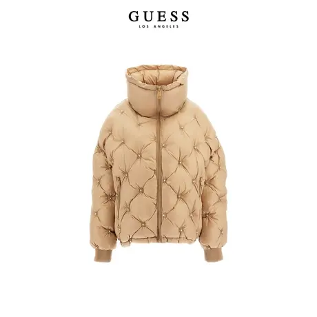 GUESS23年新款秋女复古立领设计感短款夹克棉服外套-W3BL44WFR60图片