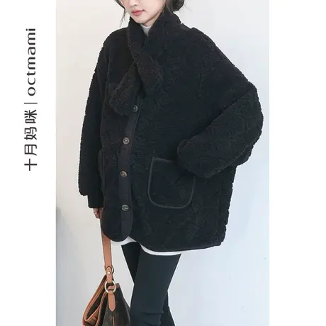 十月妈咪孕妇羊羔绒开衫外套2023新款秋冬外穿宽松遮肚上衣秋冬装图片