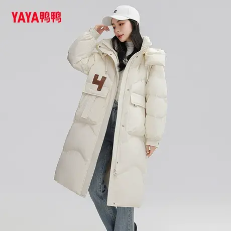 【双十一预售】鸭鸭羽绒服女长款2023年秋冬新连帽纯色保暖外套C图片