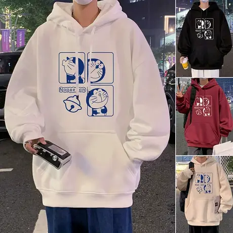 美式复古重磅卫衣男秋冬季oversize宽松连帽情侣2023新款纯棉外套商品大图