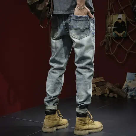 时尚潮流牛仔裤男直筒美式高街牛仔裤宽松舒适纯棉大码男士牛仔裤商品大图