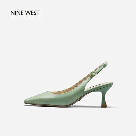 Nine West/玖熙高跟凉鞋女2023夏季新款优雅高级感牛皮后空细跟鞋图片