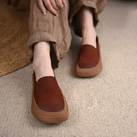 Artmu阿木原创复古一脚蹬乐福鞋平底单鞋女软底休闲鞋百搭小皮鞋商品大图