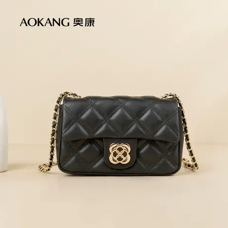 奥康真皮女包2023秋冬新款小香风菱格百搭链条腋下包单肩斜挎包潮商品大图