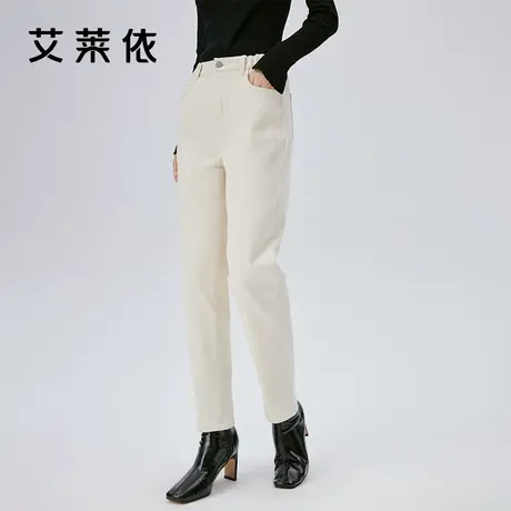 艾莱依直筒牛仔裤2023年新款女白色时尚高腰宽松百搭显瘦裤子春秋商品大图